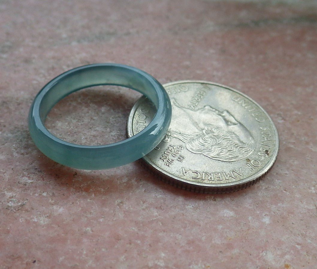 Certified Icy Green Burma 100% Natural A JADE Jadeite Circle RING USA. 7.25 戒指 645586 TN