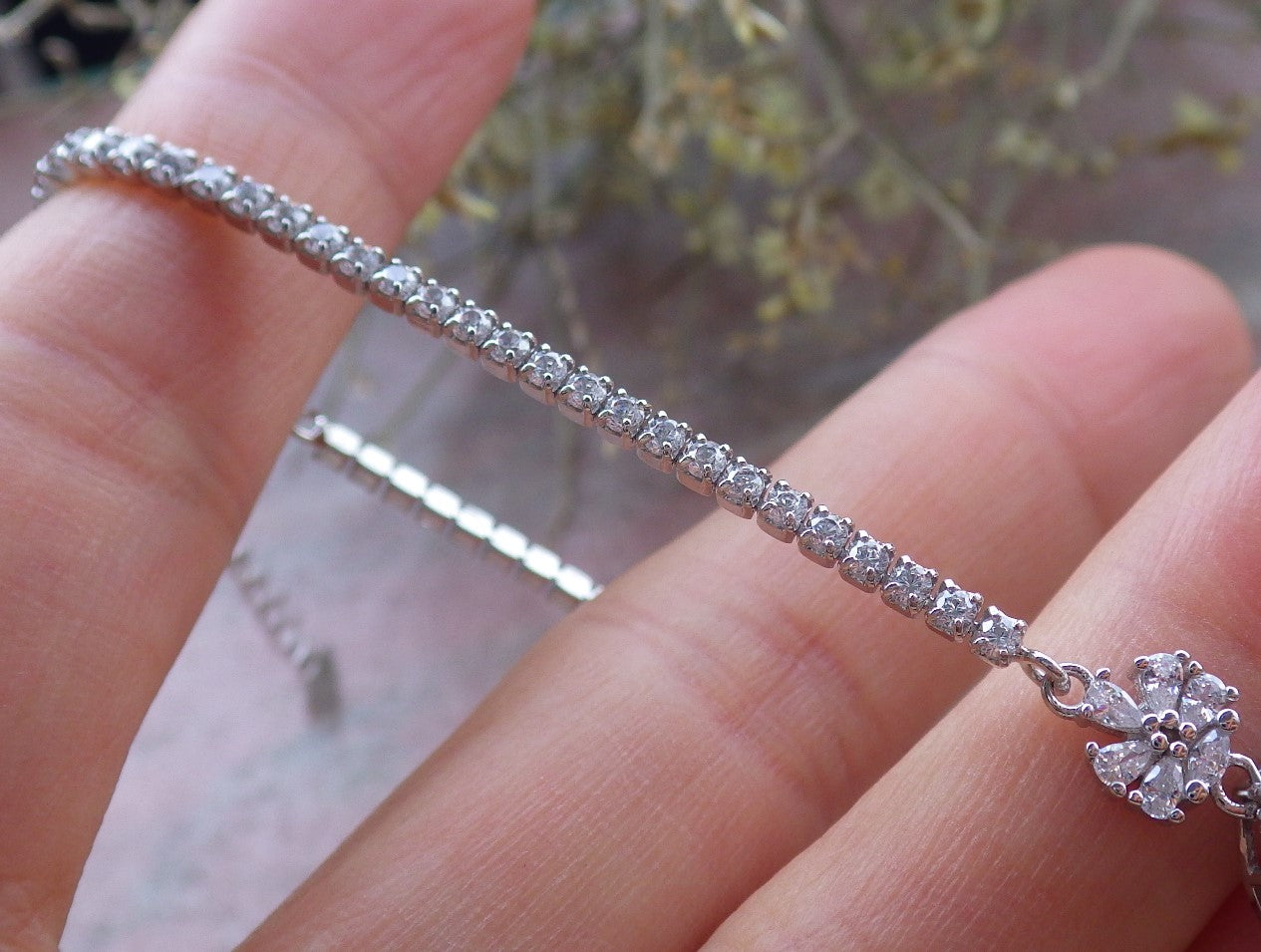 Green Silver 925 Certified A JADE Jadeite Bead Leaf Bracelet Bracelet Diamond Imitation 645623 TN
