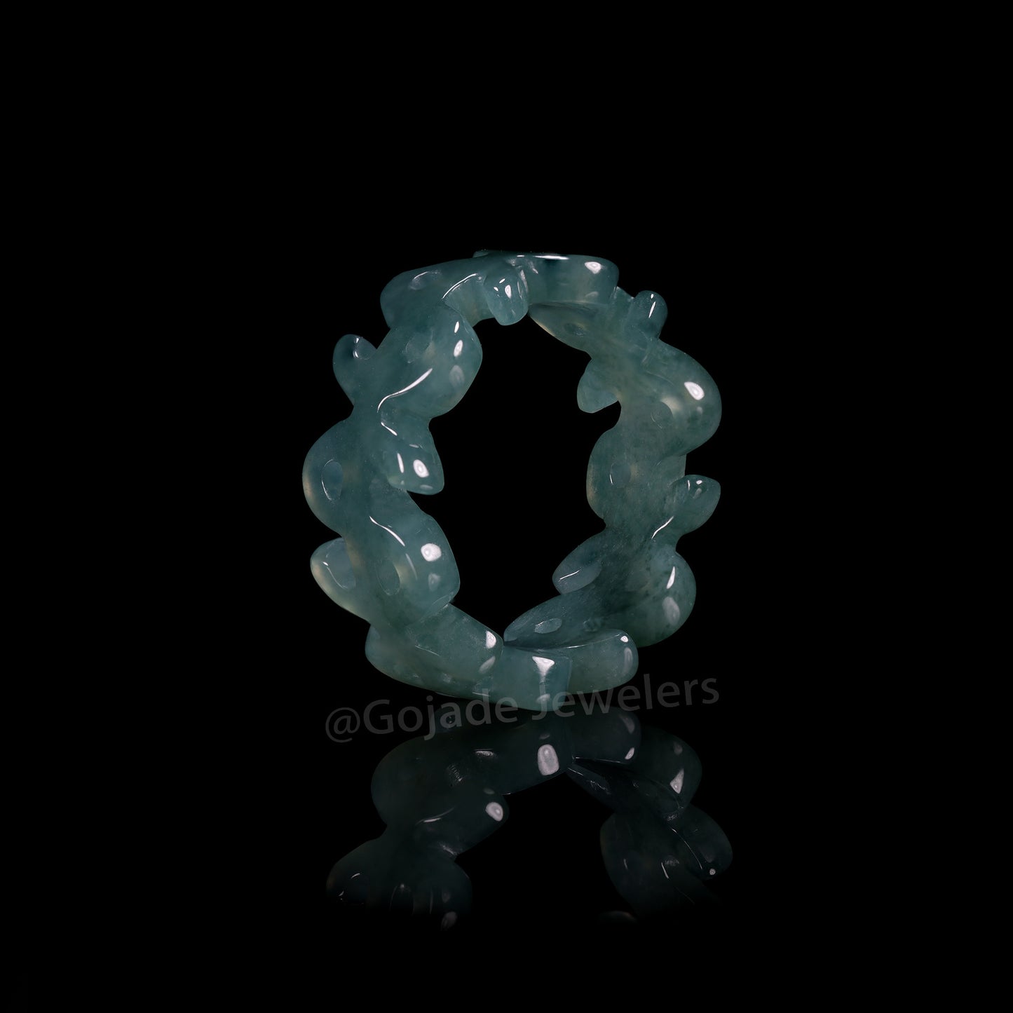 Certified Icy Blue Money Ring Burma 100% Natural A JADE Jadeite Circle RING 💲美金戒指 US