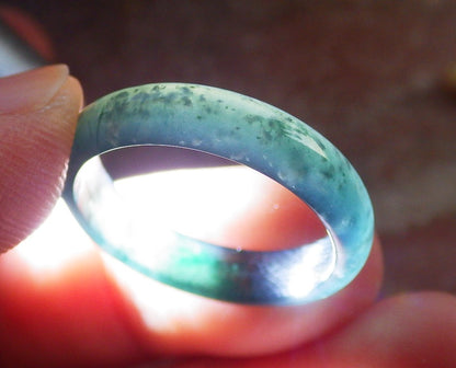Certified Icy Green Burma 100% Natural A JADE Jadeite  Circle RING USA. 7.5 戒指 645941 TN