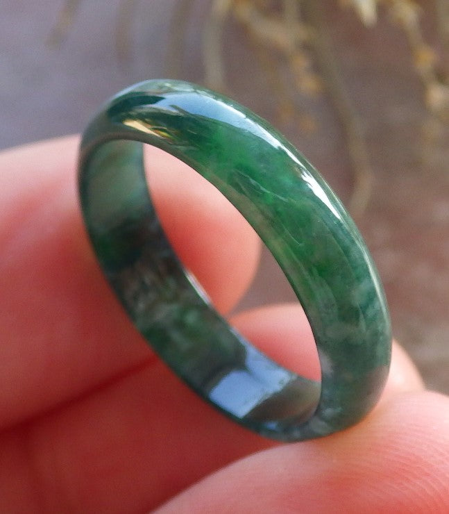 Certified Icy Green Burma 100% Natural A JADE Jadeite Circle RING USA. 7 戒指 645981 TN