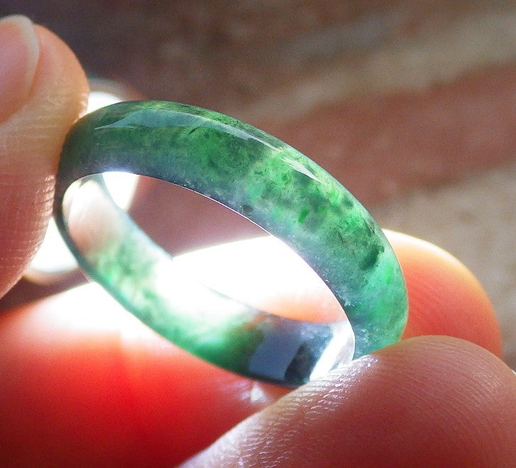 Certified Icy Green Burma 100% Natural A JADE Jadeite Circle RING USA. 7 戒指 645981 TN