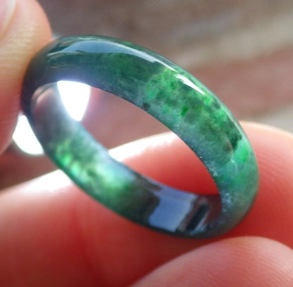 Certified Icy Green Burma 100% Natural A JADE Jadeite Circle RING USA. 7 戒指 645981 TN
