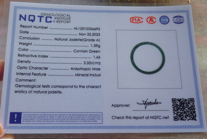 Certified Icy Green Burma 100% Natural A JADE Jadeite Circle RING USA. 7 戒指 645981 TN