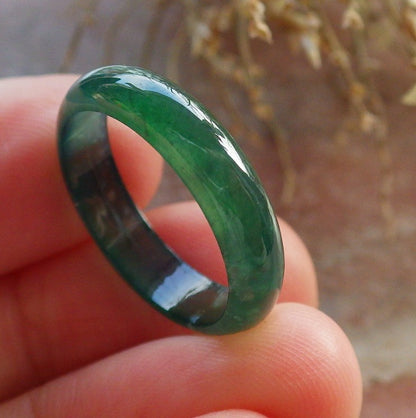 Certified Icy Green Burma 100% Natural A JADE Jadeite  Circle RING USA. 6.25 戒指 646001 TN
