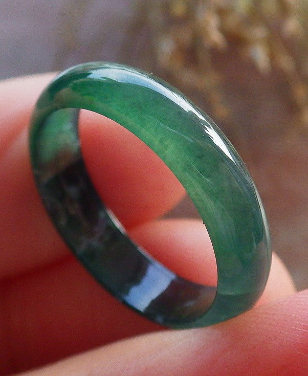Certified Icy Green Burma 100% Natural A JADE Jadeite  Circle RING USA. 6.25 戒指 646001 TN