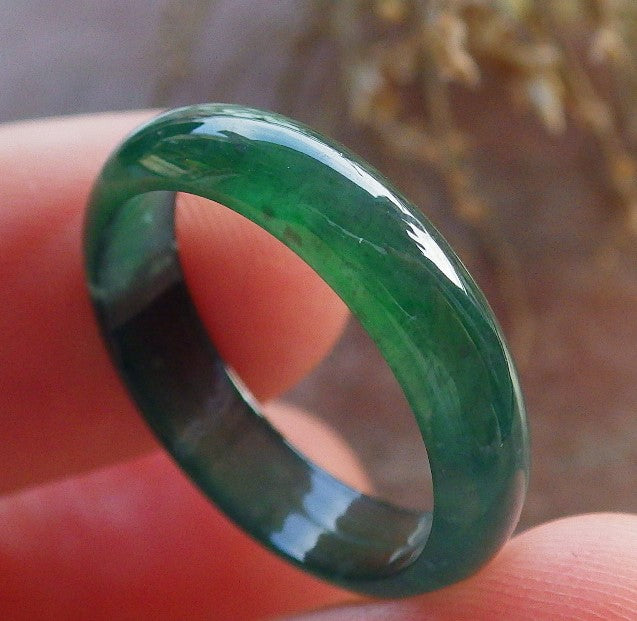 Certified Icy Green Burma 100% Natural A JADE Jadeite  Circle RING USA. 6.25 戒指 646001 TN