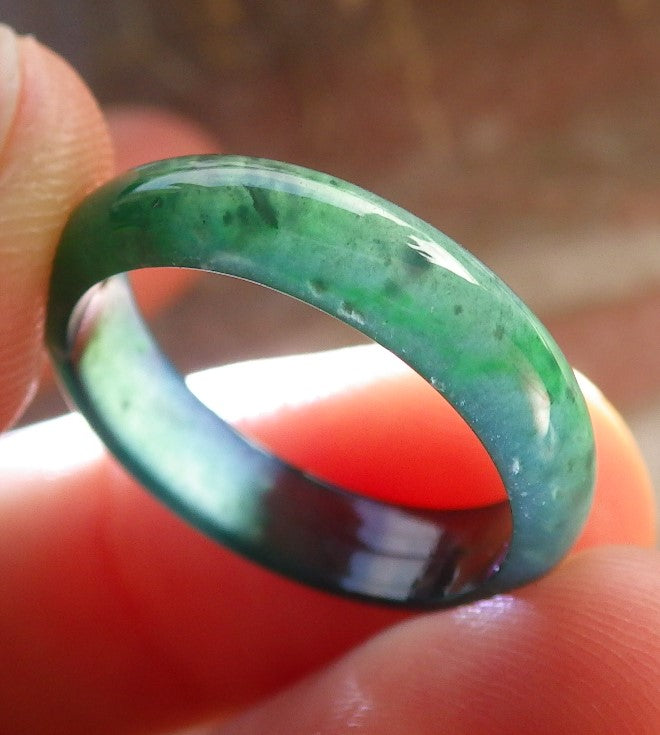 Certified Icy Green Burma 100% Natural A JADE Jadeite  Circle RING USA. 6.25 戒指 646001 TN