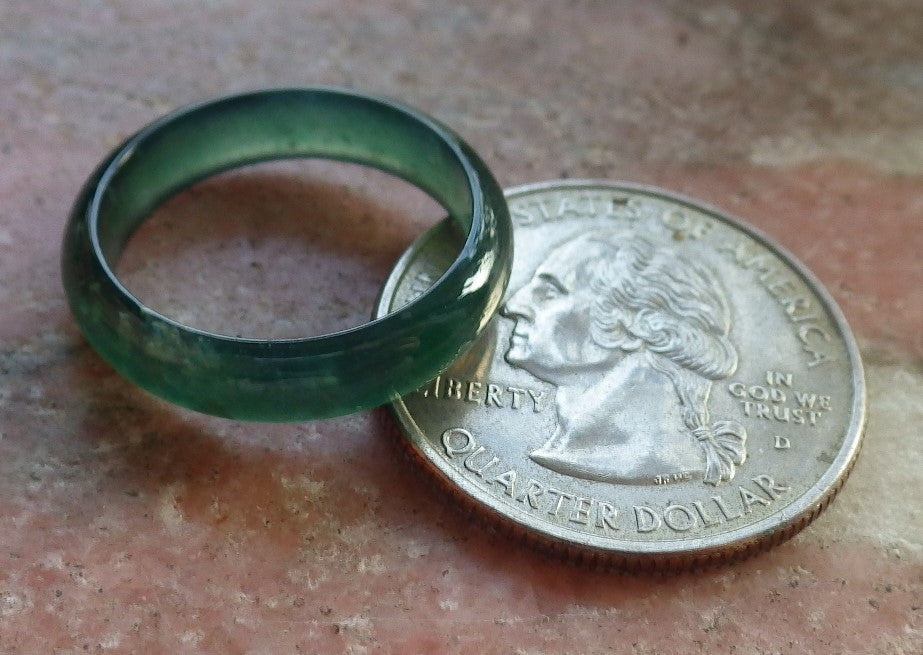 Certified Icy Green Burma 100% Natural A JADE Jadeite  Circle RING USA. 6.25 戒指 646001 TN