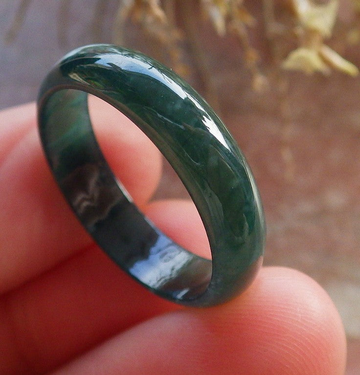 Certified Icy Green Burma 100% Natural A JADE Jadeite  Circle RING USA. 9 戒指 646011 TN
