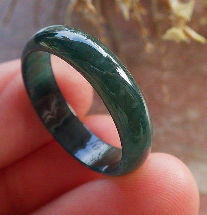 Certified Icy Green Burma 100% Natural A JADE Jadeite  Circle RING USA. 9 戒指 646011 TN