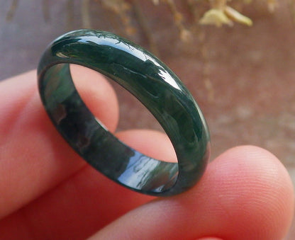 Certified Icy Green Burma 100% Natural A JADE Jadeite  Circle RING USA. 9 戒指 646011 TN