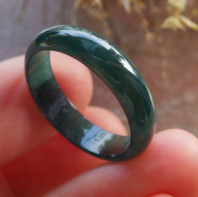 Certified Icy Green Burma 100% Natural A JADE Jadeite  Circle RING USA. 9 戒指 646011 TN