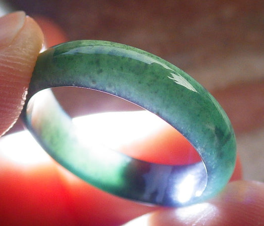 Certified Icy Green Burma 100% Natural A JADE Jadeite  Circle RING USA. 9 戒指 646011 TN