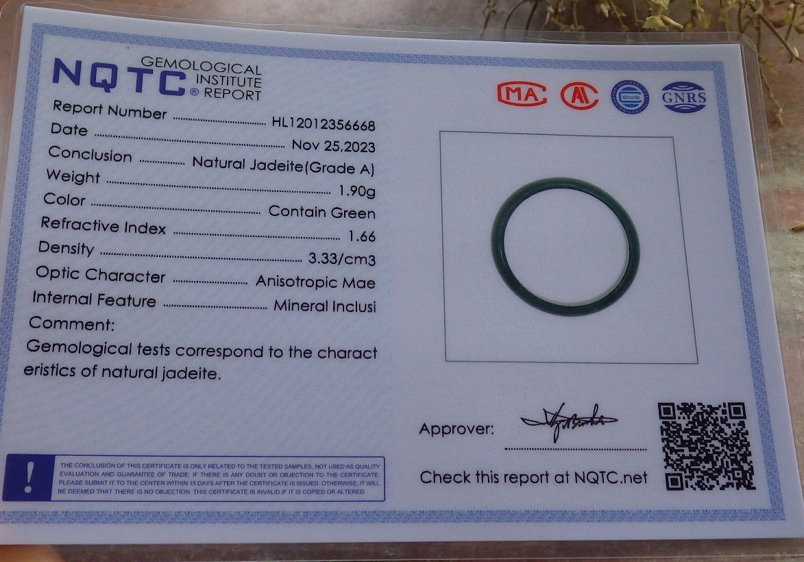 Certified Icy Green Burma 100% Natural A JADE Jadeite  Circle RING USA. 9 戒指 646011 TN