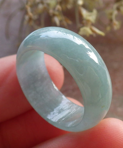 Certified Icy Green Burma 100% Natural A JADE Jadeite  Circle RING USA. 8.75 戒指 646020 TN
