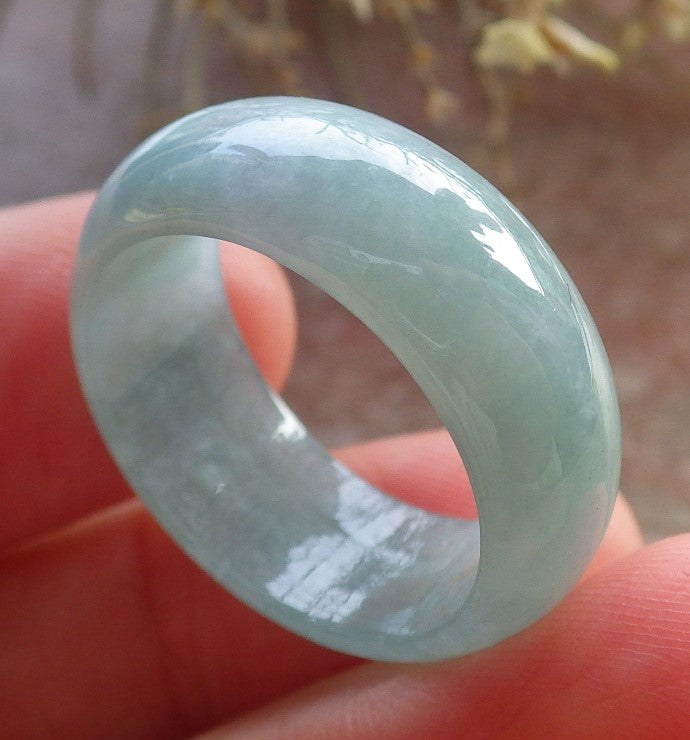 Certified Icy Green Burma 100% Natural A JADE Jadeite  Circle RING USA. 8.75 戒指 646020 TN