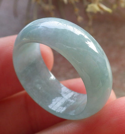 Certified Icy Green Burma 100% Natural A JADE Jadeite  Circle RING USA. 8.75 戒指 646020 TN