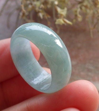 Certified Icy Green Burma 100% Natural A JADE Jadeite  Circle RING USA. 8.75 戒指 646020 TN