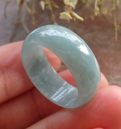 Certified Icy Green Burma 100% Natural A JADE Jadeite Circle RING USA. 9 戒指 646035 TN