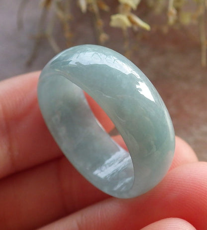 Certified Icy Green Burma 100% Natural A JADE Jadeite Circle RING USA. 9 戒指 646035 TN