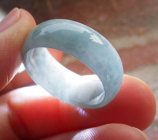 Certified Icy Green Burma 100% Natural A JADE Jadeite Circle RING USA. 9 戒指 646035 TN
