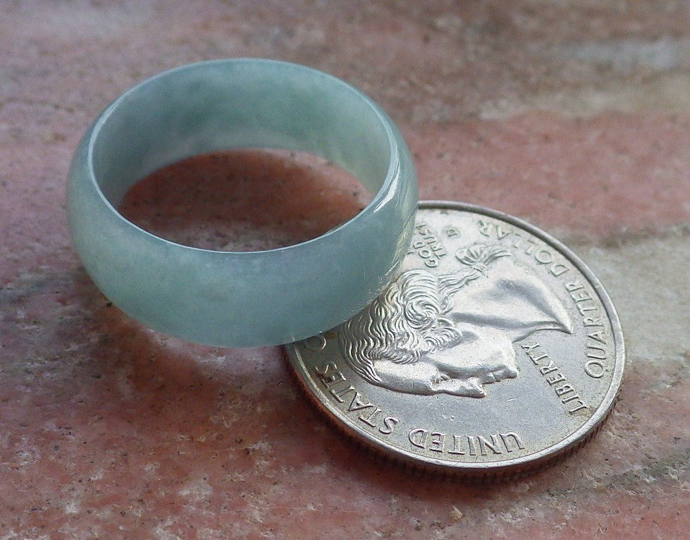 Certified Icy Green Burma 100% Natural A JADE Jadeite Circle RING USA. 9 戒指 646035 TN