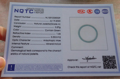 Certified Icy Green Burma 100% Natural A JADE Jadeite Circle RING USA. 9 戒指 646035 TN