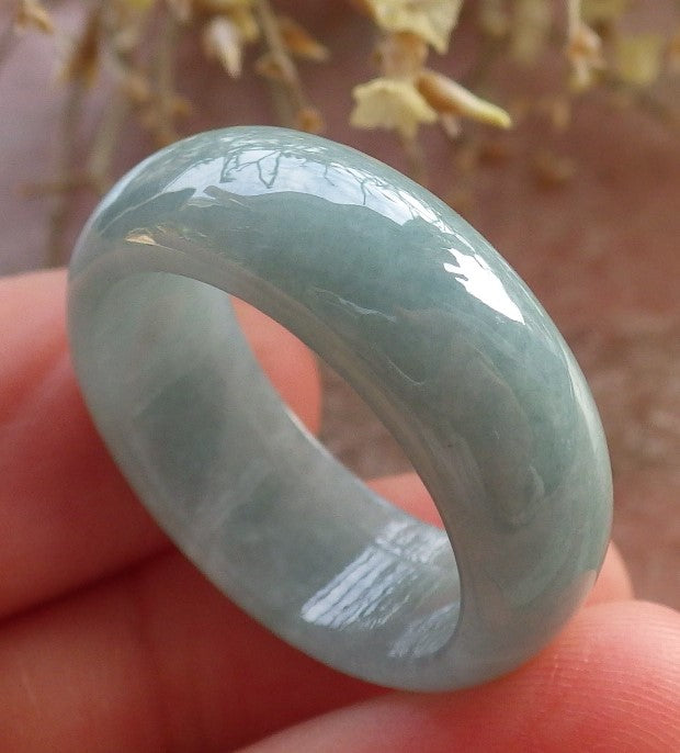 Certified Icy Green Burma 100% Natural A JADE Jadeite Circle RING USA. 9 戒指 646053 TN
