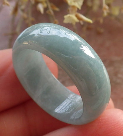 Certified Icy Green Burma 100% Natural A JADE Jadeite Circle RING USA. 9 戒指 646053 TN