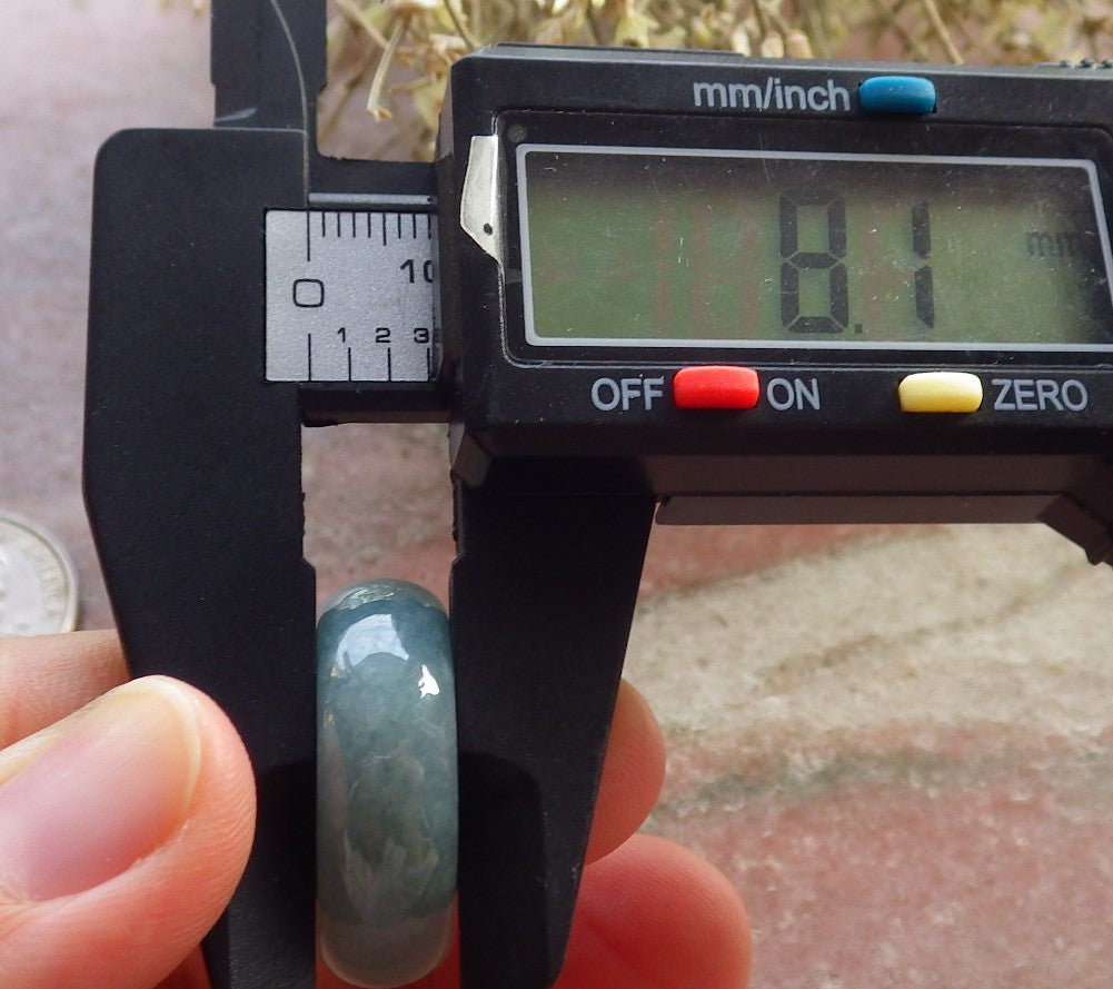 Certified Icy Green Burma 100% Natural A JADE Jadeite Circle RING USA. 9 戒指 646053 TN
