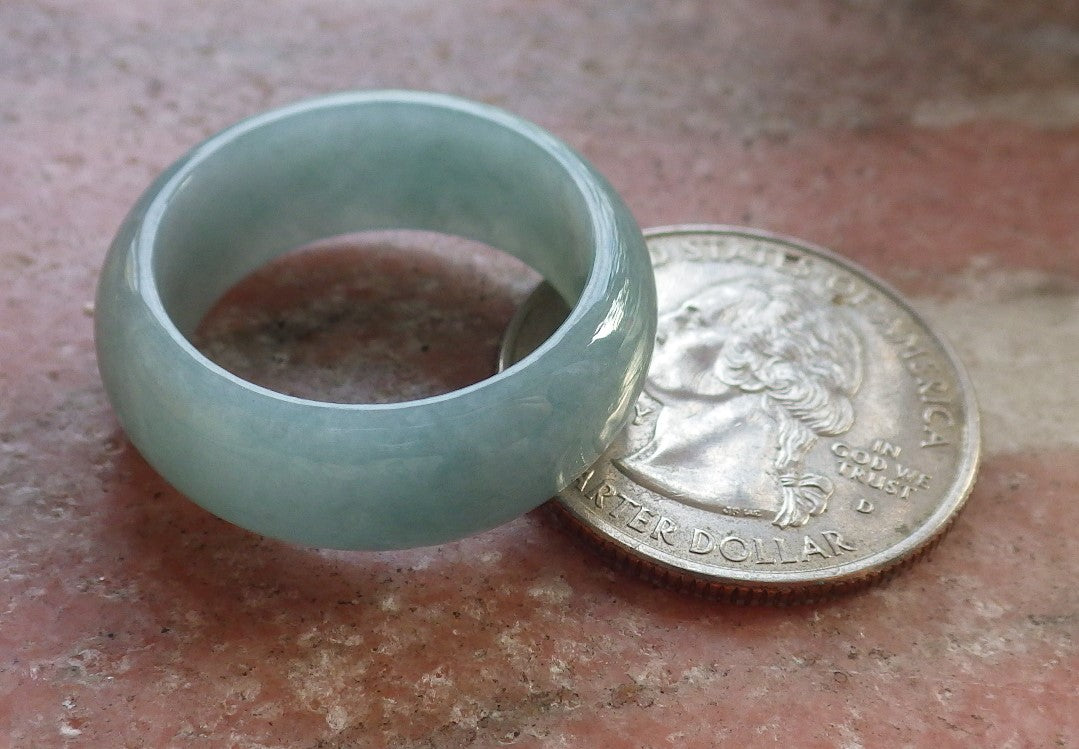 Certified Icy Green Burma 100% Natural A JADE Jadeite Circle RING USA. 9 戒指 646053 TN