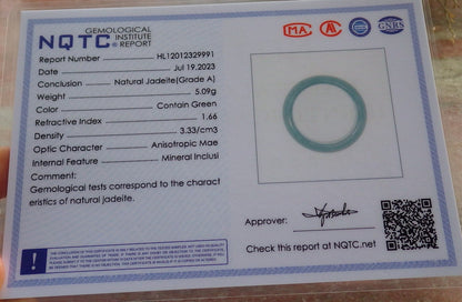 Certified Icy Green Burma 100% Natural A JADE Jadeite Circle RING USA. 9 戒指 646053 TN