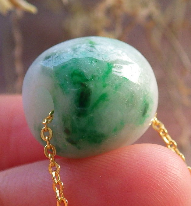 Certified Green Burma 100% Natural A Jade Circle Bead Donut Necklace 路路通 646136 TN