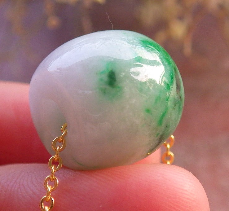 Certified Green Burma 100% Natural A Jade Circle Bead Donut Necklace 路路通 646136 TN