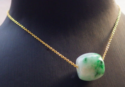 Certified Green Burma 100% Natural A Jade Circle Bead Donut Necklace 路路通 646136 TN