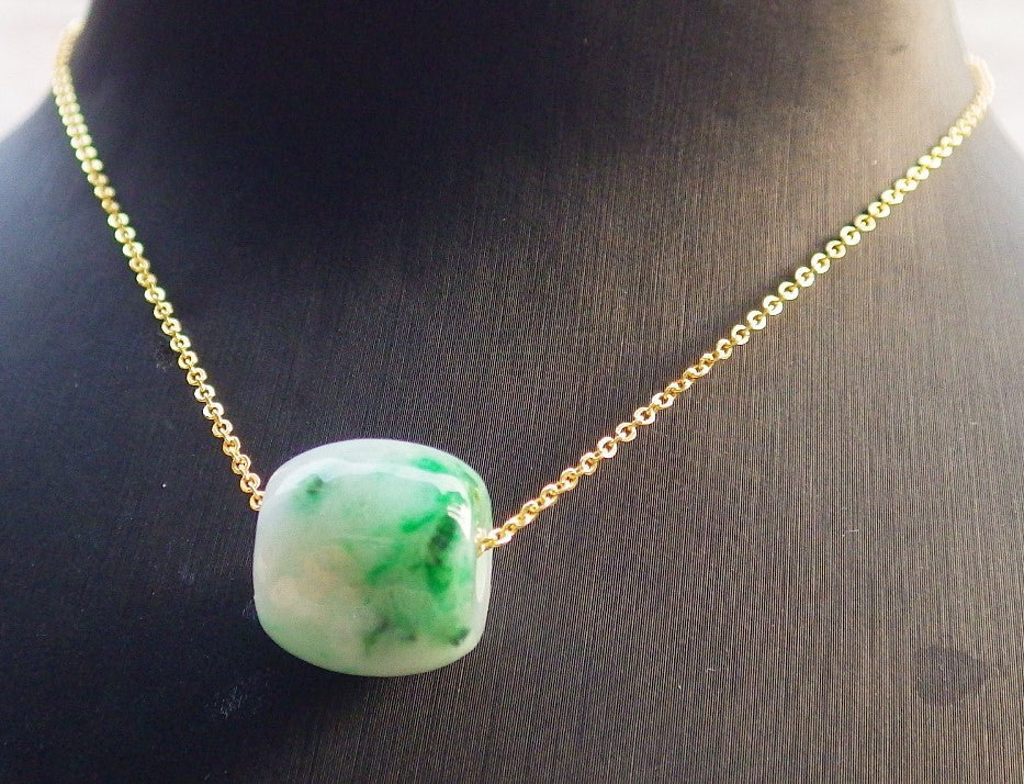 Certified Green Burma 100% Natural A Jade Circle Bead Donut Necklace 路路通 646136 TN