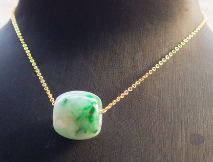 Certified Green Burma 100% Natural A Jade Circle Bead Donut Necklace 路路通 646136 TN