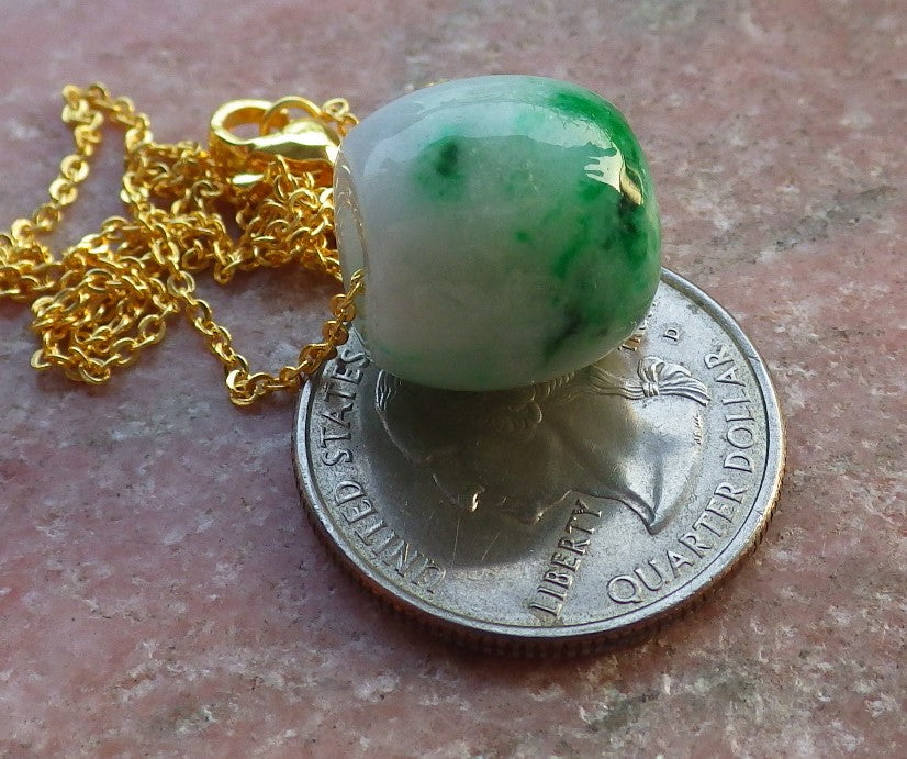 Certified Green Burma 100% Natural A Jade Circle Bead Donut Necklace 路路通 646136 TN