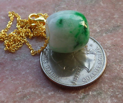 Certified Green Burma 100% Natural A Jade Circle Bead Donut Necklace 路路通 646136 TN