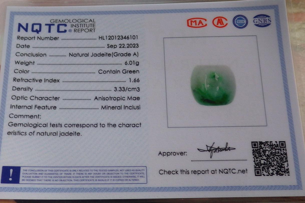 Certified Green Burma 100% Natural A Jade Circle Bead Donut Necklace 路路通 646136 TN