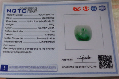Certified Green Burma 100% Natural A Jade Circle Bead Donut Necklace 路路通 646136 TN