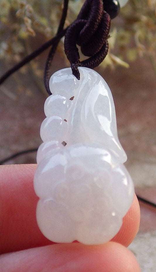 Certified Icy White Burma 100% Natural A Jade jadeite pendant Rose Flower Necklace 花开富贵 646154 TN