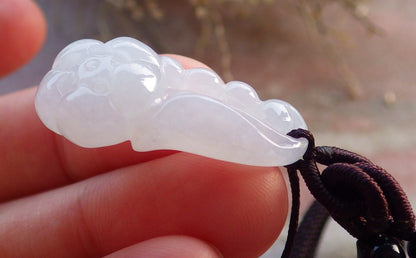 Certified Icy White Burma 100% Natural A Jade jadeite pendant Rose Flower Necklace 花开富贵 646154 TN