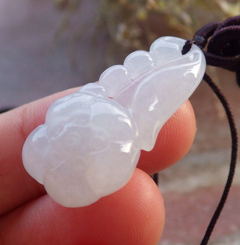 Certified Icy White Burma 100% Natural A Jade jadeite pendant Rose Flower Necklace 花开富贵 646154 TN