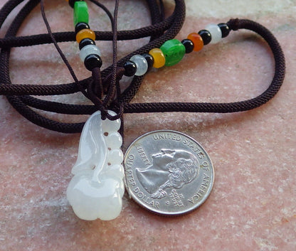 Certified Icy White Burma 100% Natural A Jade jadeite pendant Rose Flower Necklace 花开富贵 646154 TN