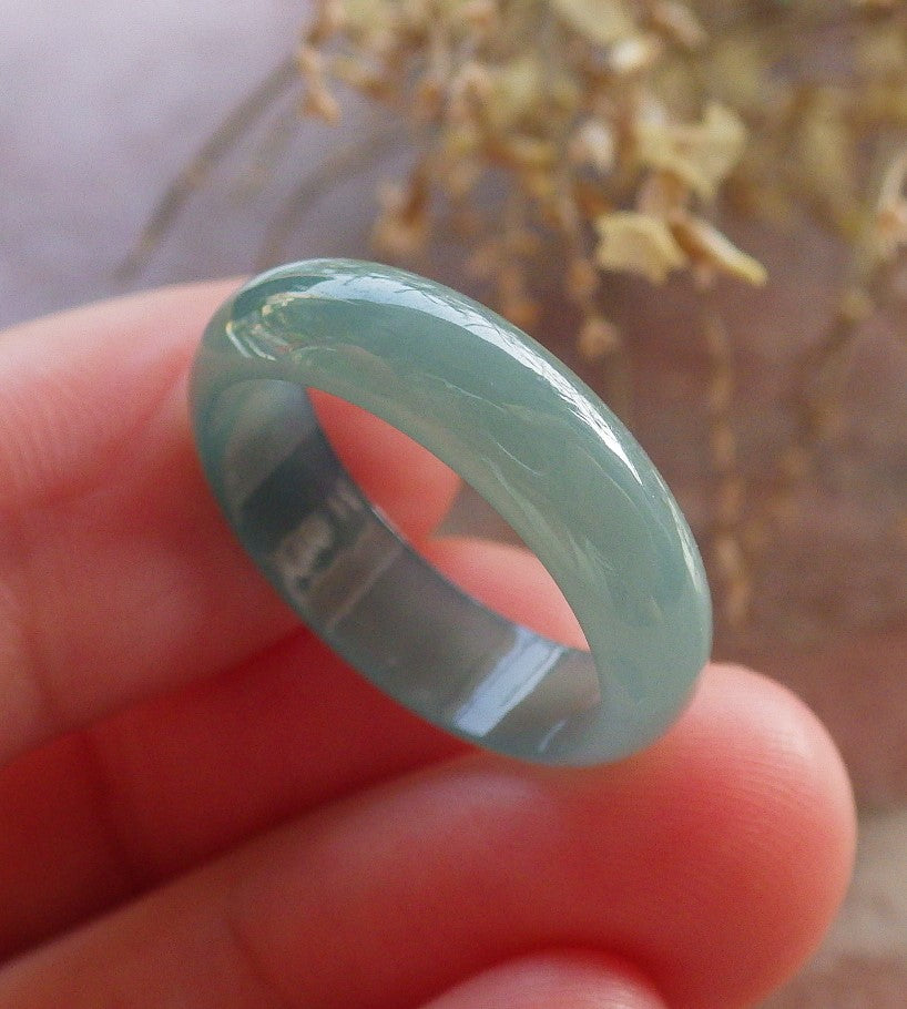 Certified Icy Green Burma 100% Natural A JADE Jadeite Circle RING USA. 6.5 戒指 646227 TN