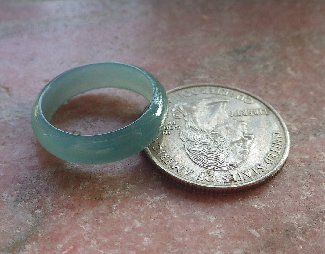 Certified Icy Green Burma 100% Natural A JADE Jadeite Circle RING USA. 6.5 戒指 646227 TN