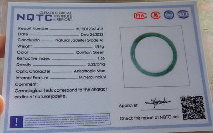 Certified Icy Green Burma 100% Natural A JADE Jadeite Circle RING USA. 6.5 戒指 646268 TN