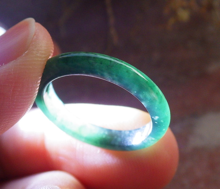 Certified Icy Green Burma 100% Natural A JADE Jadeite Circle RING USA. 5.75 戒指 646277 TN